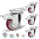 3" Heavy Duty Plate Casters with Brake, Set of 4