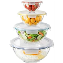 4Set Nesting Glass Mixing Bowl Set with Airtight Lids BPA Free