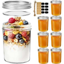 ComSaf Wide Mouth Mason Jars 16oz - 8 Pack, Pint Mason Jars with Lids and Seal Bands, Glass Canning Jars for Pickling, Jam, Jelly, Overnight Oats, Yogurt, Chia Pudding, Salad, Desert, DIY Candles | Clear Body, Salad Prep, Pickles, Overnight Oats, Honey, Candle Making, Wedding Favors