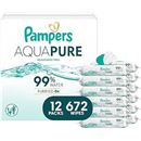 Pampers Aqua Pure Baby Wipes, 99% Water, Fragrance Free, 672 Baby Wipes Total (12X Flip-Top Packs)