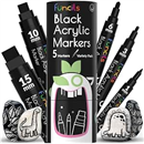 5 Black Acrylic Paint Marker Pens for Rock Painting, Wood, Glass