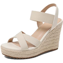 mikarka Women's Open Toe Espadrilles Wedge Sandal Slip On Elastic Ankle Strap Platform Sandals Dressy Comfortable Wedges Shoe