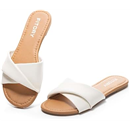 FITORY Women's Flat Sandals Fashion Slides With Soft Leather Slippers for Summer Size 6-11