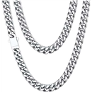 ChainsHouse Stainless Steel Mens Cuban Link Chain, Black/18K Gold Miami Cuban Chain Necklace, 5/7/9mm/12mm Width, No Tarnish&Durable Hip Hop Mens Jewelry, 18"-30", Send Gift Box