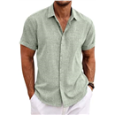 COOFANDY Men's Linen Shirts Short Sleeve Casual Shirts Button Down Shirt for Men Beach Summer Wedding Shirt