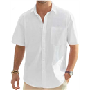 J.VER Mens Linen Shirt Short Sleeve Button Down Casual Summer Shirts | Cotton Linen, Untucked, Big Tall, from Beach Camp Vacation, Cruise Fishing, Work Office, to Wedding Party Family, with Pocket