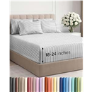 Extra Deep Cal King Sheet Set - 6 Piece Breathable & Cooling Sheets - Hotel Luxury Bed Sheets Set - Easy Fit - Soft, Wrinkle Free & Comfy Sheets Set - Grey Striped Sheet Set with Extra Deep Pockets