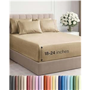 Extra Deep Full Sheet Set - 6 Piece Breathable and Cooling Sheets - Hotel Luxury Bed Sheets Set - Easy Fit - Soft, Wrinkle Free and Comfy Sheets Set - Heathered Tan Sheet Set with Extra Deep Pockets