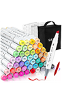 SFAIH Alcohol Markers Brush Tip & Chisel Tip - 49 Colors Double Tipped Art Markers for Adult Coloring Books Illustration, Gifts for Artist Adult - Refillable Alcohol-based Ink