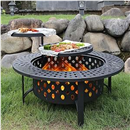 OutVue 36 Inch Fire Pit with 2 Grills,Wood Burning Fire Pits for Outside