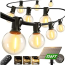 addlon 100FT Solar String Lights Outdoor with Remote, 54 LED Shatterproof Bulbs, USB Charging, 20+ Hour Runtime, Dimmable & Timable, G40 Waterproof Solar Lights for Outside Backyard Patio Garden Decor