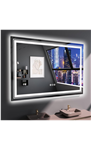 Snowdool LED Bathroom Mirror, 48"X40" with Front and Backlit, Anti-Fog, Large Bathroom Vanity Mirror for Wall, Memory Function, Stepless Dimmable, Tempered Glass (Horizontal/Vertical)