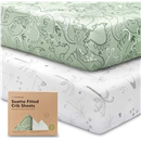 KeaBabies 2-pk Organic Cotton Crib Sheets for Boys Girls 52x28 (DinoDood)