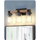 EDISHINE 3-Light Painted Wood Farmhouse Vanity Light, Bubble Glass Shade