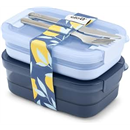 Ello Lunch Stack Bento Box Plastic Food Containers, 2 Pack, Blueberry | Leakproof bento box food containers, 2 pack. BPA-free, great for meal prepping, school & office lunches, and leftovers.