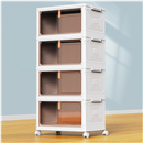 YFXCVSL 4 Tier Plastic Storage Bins with Lid 23QT, Stackable Storage Containers with Wheels, Folding Storage Boxes, Stackable Storage Bins, Organizers and Storage for Living Room,Office,Dorm