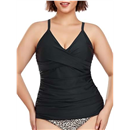 RELLECIGA Women's V Neckline Ruched Tankini Top Swimsuits Push Up Swim Top Only | Push Up, V Neckline, Ruched, Swim Top Only