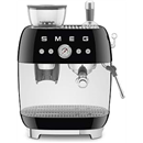Smeg 50's Retro Style Semi-Automatic Espresso Coffee Machine with Built-in Grinder, Coffee & Latte Drinks, Double-Thermoblock Heating System, Black, EGF03BLUS
