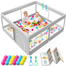 Baby Playpen with Mat, 50x50 Inch Playpen with Mat Waterproof for Babies and Toddlers Play Pen Playards Safety Gate Fence Active Center Indoor