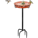 35.5In Freestanding Birdbaths Bowl Outdoor, Standing Garden Bird Bath Bird Feeder Bowl with Metal Stake, Detachable Decoration Spa Birdfeeder for Garden Patio Yard Lawn, 4 Spiky Feet (B)