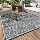 COCOER-Outdoor Rug-Patio Rug 8x10 Waterproof Outdoor Carpet Reversible Portable Camping Modern Abstract Plastic Straw RV Rugs for Picnic Beach Balcony Pool Deck Grey