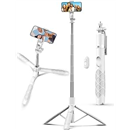 71" Cell Phone Selfie Stick Tripod, Smartphone Tripod Stand with Remote, Extendable Travel Phone Tripods Compatible with iPhone 17/16/15/14/13 Pro Max Gopro Android(White)