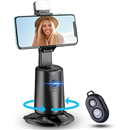 Auto Face Tracking Tripod 360° Rotating Cell Phone Photo and Video Kits Stand, No App, Camera Stand with Remote and Gesture Control, Rechargeable Smart Shooting Stand for Live Recording Tiktok（Black）