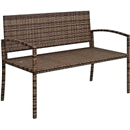 Outsunny Rattan Wicker Loveseat Garden Bench Hand Woven Portable Backyard Brown