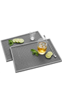 ZJWZLG Bar Mat - 18"X12"(2 Pcs) Rubber Bar Mats for Countertop & Dish Drying, Non-Slip Bartender Mat with Airflow Design for Home Bar, Cocktail Set, Kitchen & Outdoor Use (Gray)