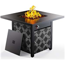 28Inch Propane Fire Pit Table, 50,000 BTU Outdoor Gas Fire Pit Table CSA-Certified for Outside Patio with Removable Lid and Lava Rocks, Add Warmth and Ambience to Parties, Backyard, Garden