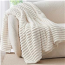 BEDELITE Ribbed Fleece Throw Blanket for Couch, Cream, 50"x60"