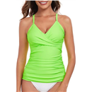RELLECIGA Women's V Neckline Ruched Tankini Top Swimsuits Push Up Swim Top Only | Push Up, V Neckline, Ruched, Swim Top Only