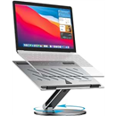 YICOSUN Laptop Stand for Desk, 360° Rotating Height Adjustable Computer Stand, Ergonomic Aluminum Laptop Riser with Ventilated Cooling, Foldable for 10-16 inch MacBook Pro Air Neo Dell HP - Gray