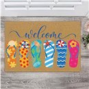 Summer Flip Flops Coir Doormat Flip Flop Welcome Doormat Indoor Outdoor Summer Coastal Door Rug Non Slip Front Door Beach Mat for Porch Decor Gift, 30 x 17 Inch