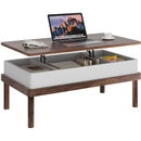 Shintenchi Coffee Table, Lift Top Coffee Table with Hidden Compartment, Rising Tabletop Dining Table, Lift Top Coffee Center Table for for Living Room, Office, Home (Walnut)