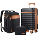 UKEIN Luggage Sets 3 Piece, Carry On Luggage 20In With Spinner Wheels,PC Hardside Suitcase Set with TSA Lock,Durable Carry On Suitcase With Travel Backpack for Men (Black, 3 piece set (20inch))