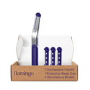 Flamingo Dermaplane Starter Set, Face Razors for Women, Smooth Skin, 1 Handle, 4 Refillable Dermaplane Razors, 1 Protective Blade Cap