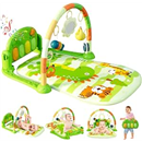 Baby Play Gym Mat with Piano, 5 Sensory Toys, Gift for 0-12 M,Green