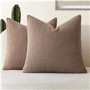 Foindtower Pack of 2, Curly Faux Fur Decorative Throw Pillow Covers Soft Fuzzy Plush Cushion Case with Zipper Cozy Pillowcase for Home Living Room Couch Bed Sofa 22 x 22 Inch, Chocolate