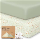 KeaBabies 2-pk Organic Cotton Crib Sheets for Boys Girls 52x28 (Foxtrot)