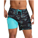 maamgic Mens Swim Trunks with Compression Liner 2 in 1 Swimming Shorts Stretch 5.5" Quick Dry Bathing Suits
