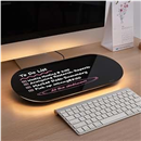 TSJ OFFICE Glass Desktop Whiteboard - 17 X 7 Inches Small Dry Erase Board with Warm Light, Black Glass White Board Surface Notepad with 1 Drawer, Desk Organizers for Office, Home, School Supplies
