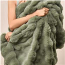 PHF Faux Rabbit Fur Blanket Twin Olive