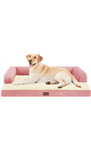 Large Dog Bed Orthopedic Washable - Couch Sofa - XXL Large Big Dogs - Beds Bolster Pet - Memory Foam - Waterproof with Removable Cover - Pink Dog Bed