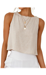 IDEALSANXUN Womens Linen Crop Tank Tops 2026 Spring Summer Beach Sleeveless Tops