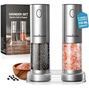 ThermoMaven Upgraded Larger Capacity Electric Salt and Pepper Grinder Set, 110ml Rechargeable Salt and Pepper Shaker with LED Light, Stainless Steel Automatic Pepper Mill with 6 Adjustable Coarseness