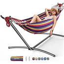Everyfun Double Hammock with Stand for 2 Person, 600 lb Capacity, Rainbow