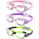 Kids Goggles Swimming Goggles-Kids-Swim: Anti Fog Kids Goggles for Girls Boys with UV400 No Leak 3 Pack Age 6-16
