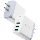 USB C Charger Block,50W 5-Port Fast Wall Charger,Dual Type-C & USB-A Multiport Charging Cube for iPhone 17/16/15/14/13 Pro Max,iPad,Samsung Galaxy–2 Pack,White