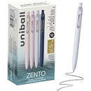 uniball™ Zento Gel Pens, Black Ink, 0.7mm Medium Point, 12 Count | Retractable, Smooth Writing, Quick-Drying, No Smear, No Bleed, Muted Barrel Colors